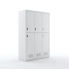 Naklejka premium White Metal Locker Cabinet with Multiple Compartments