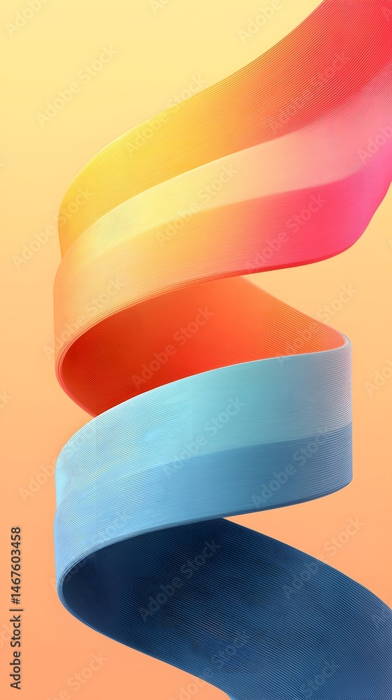Aufkleber abstract colorful mesh structure twisting in air