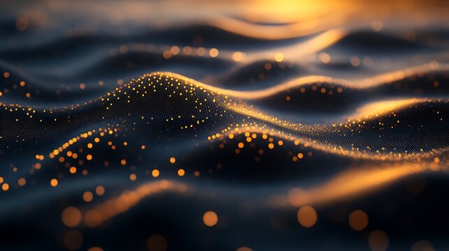Abstract golden waves on dark surface