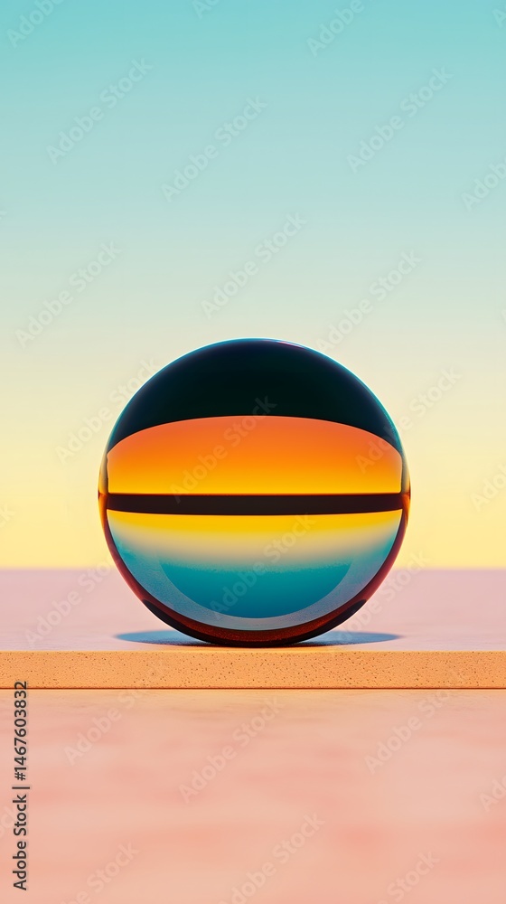 Poster abstract colorful orb with haze and reflections