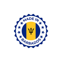Made in Barbados transparent label with flag and badge design