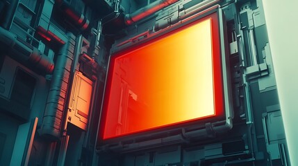 Fototapeta premium Futuristic display embedded in complex machinery