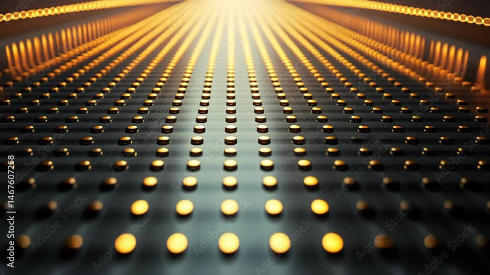 Poster mesmerizing pattern of golden dots on dark surface stunning visual effect of light and design