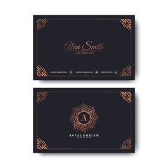 Luxury dark business card template with Ornament design