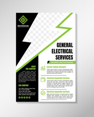 general electrical services flyer template. editable poster design. customizable banners and posters. Utilize the finest editable templates for electrician installers and technicians.
