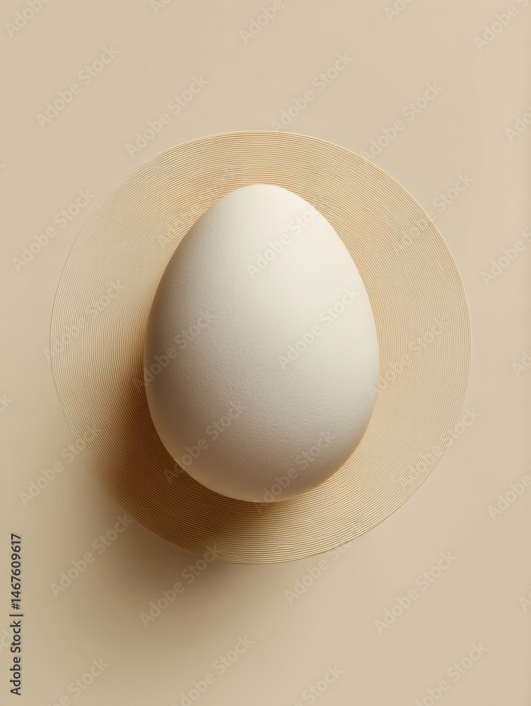 Aufkleber bold silhouette of an egg placed over a smooth matte cream background showcasing simple elegance gen