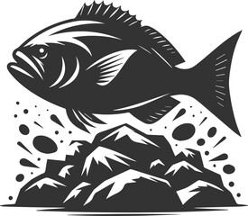 Grunt fish vector silhouette