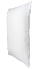 White pillow after use in hotel or resort room isolated in png file format, Concept of comfortable and happy sleep in daily life