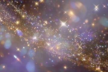 Fototapeta premium Shimmering gold and purple bokeh lights, creating a magical and dreamy atmosphere.