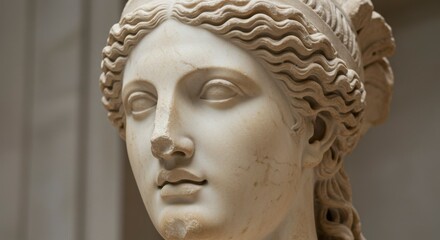 Obraz premium Close-up of a classical female bust, showcasing intricate details