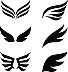 Fototapeta premium Wings design collection solid black vector icons
