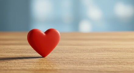 Fototapeta premium A red heart on a wooden surface