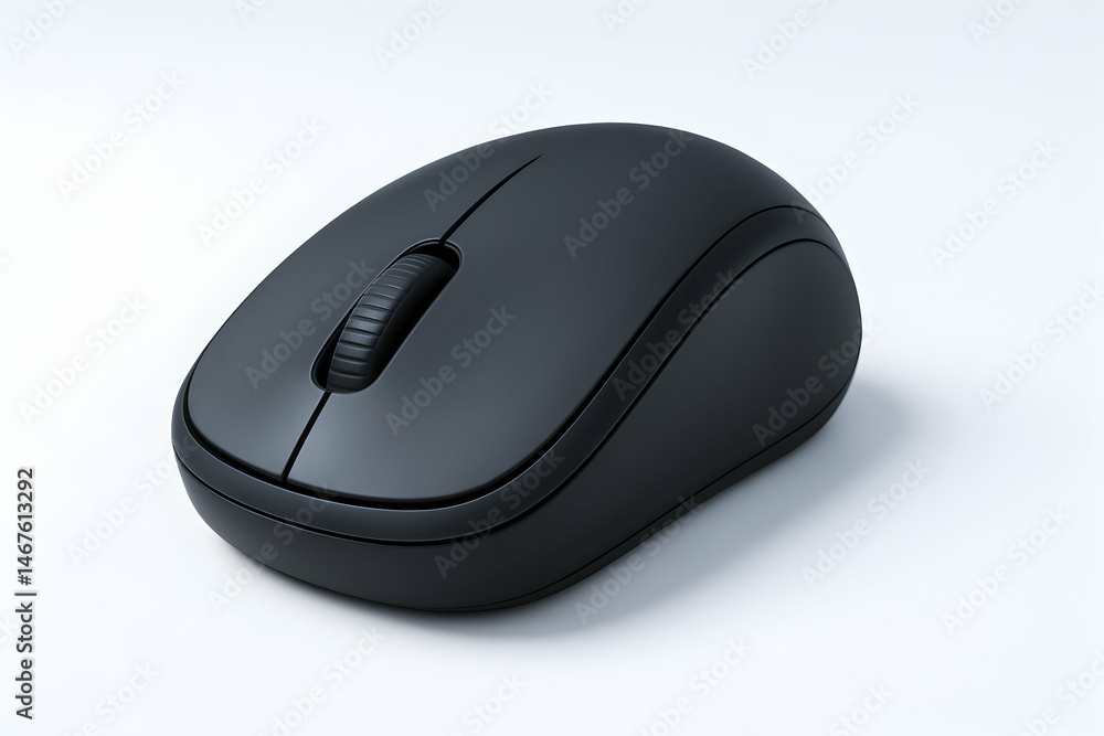 Poster a sleek and modern black computer mouse sits against a clean, white background, embodying functional