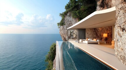 Fototapeta premium Cliffside infinity pool home