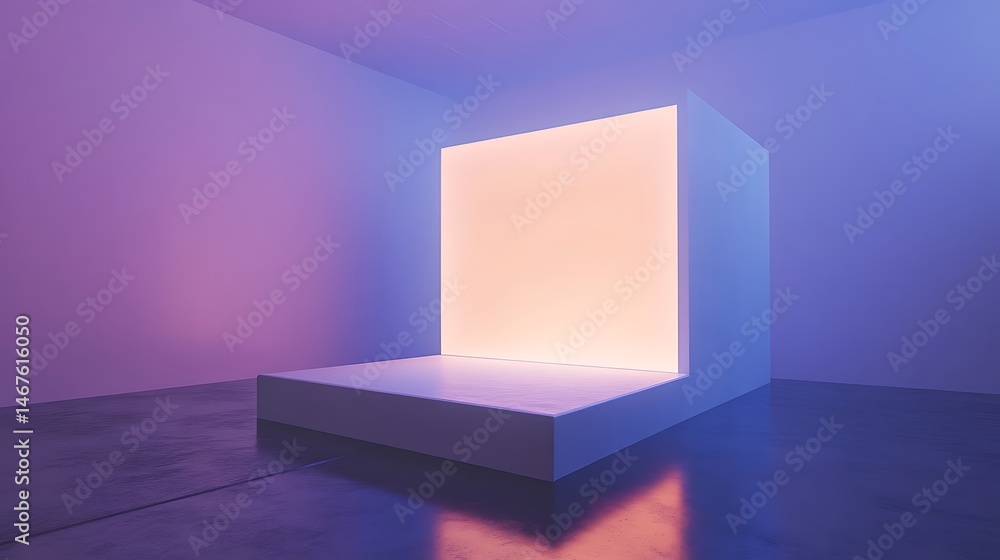 Poster abstract illuminated cube display