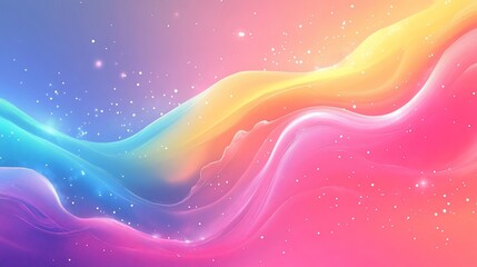 Dreamy Pastel Waves with Glittering Particles Abstract Background Design