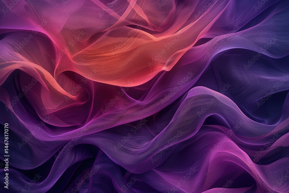 Poster abstract pink and purple flowing fabric with sparkles. background image of pink and red fabric textu