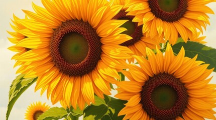 A vibrant bouquet of sunflowers in full bloom radiates warmth and natural beauty in bright daylight