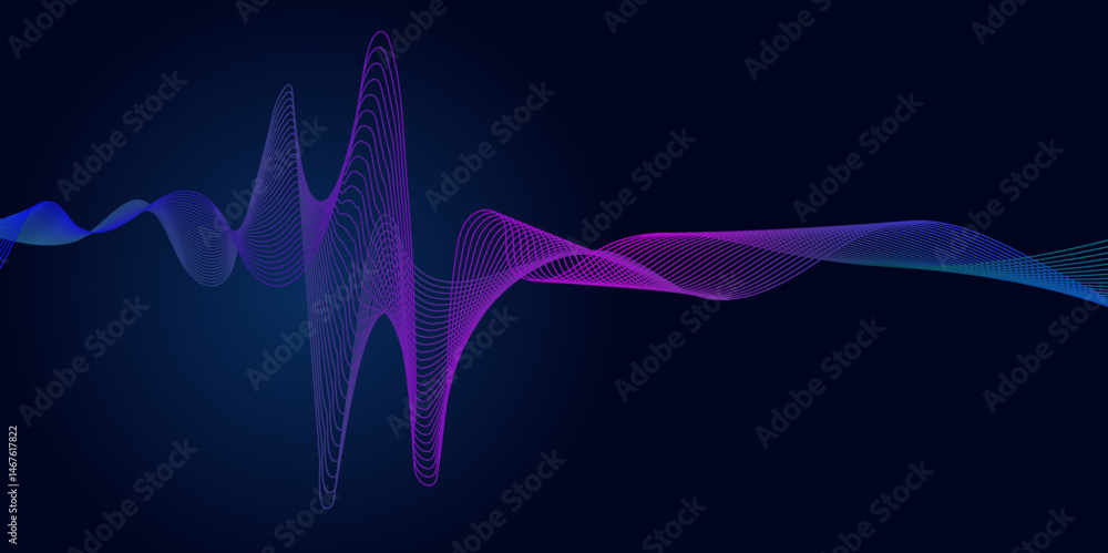 Poster sound wave colorful gradient abstract background.