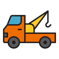Tow truck with hook vector icon