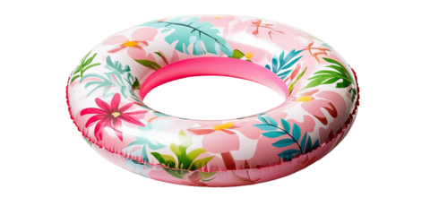 Bright inflatable swim ring isolated on white transparent background