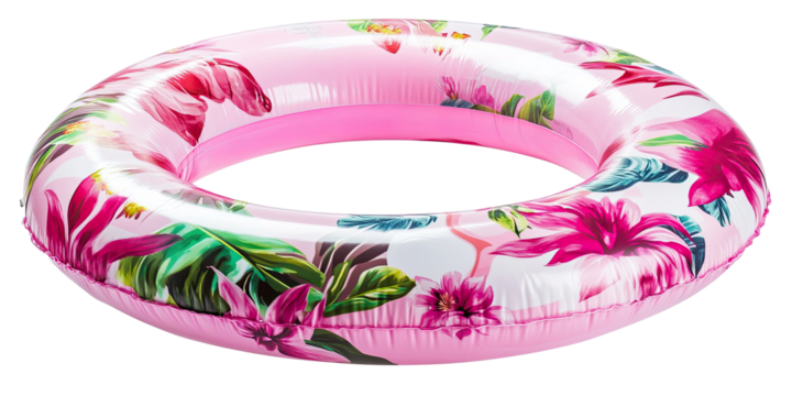 Bright inflatable swim ring isolated on white transparent background