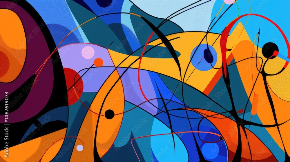 Poster colorful abstract shapes in a modern geometric design. artistic image of minimalistic artwork with b