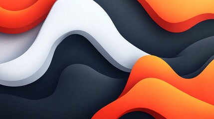 Dynamic abstract wave forms backdrop with orange, white, and gray shades