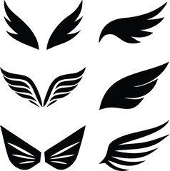 Fototapeta premium Wing vector set with bird, angel, bat, and eagle icons for design use 