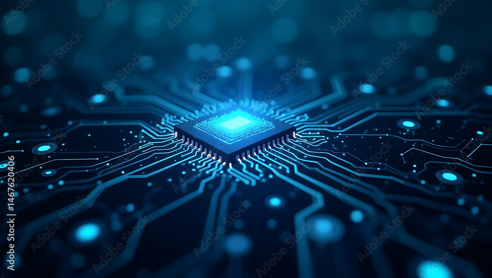 Aufkleber futuristic depiction of a central processing unit illustrating technological advancements and data p