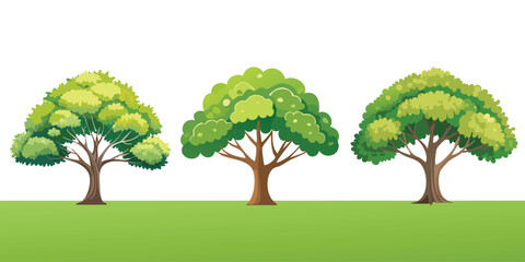 Flat Cartoon Tree Pack Forest Elements for Kids and Nature Projects