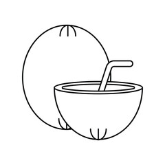 coconut line icon with white background vector stock illustration