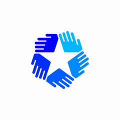 Fototapeta premium blue hands forming a star