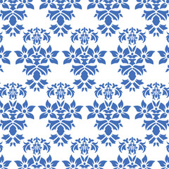 Seamless pattern with damask ornaments. Textured background.