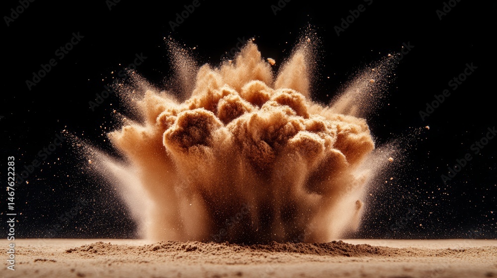 Aufkleber large explosion of sand and dust is depicted in the image. the scene is dark and moody, with the exp