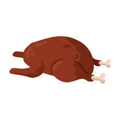 Whole roasted chicken. Vector