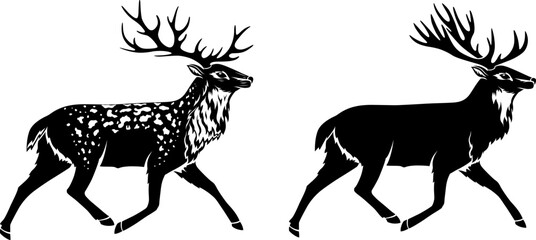Deers silhouettes collection. 