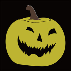 Halloween pumpkin with expression character on black background. Vector cartoon character illustration. simple vector design