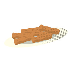 Fried churros dessert. Vector