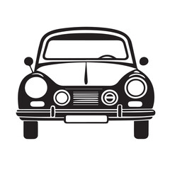 Car front black icon, flat vector illustration, Car vector, Car silhouette