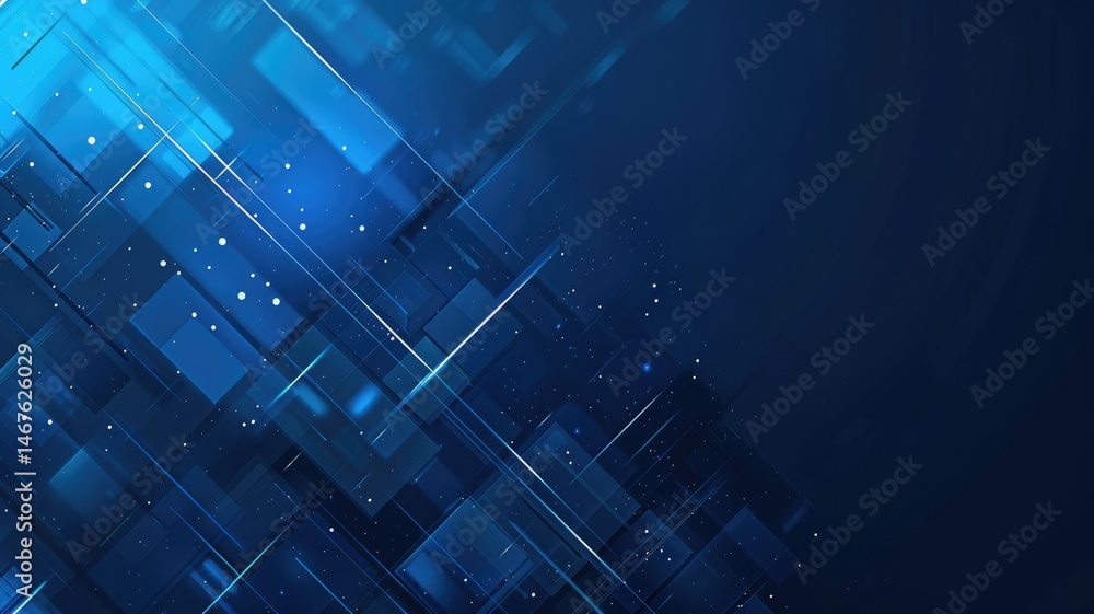 Poster digital artwork of blue abstract geometric shape with blue background. rendering artwork of abstract
