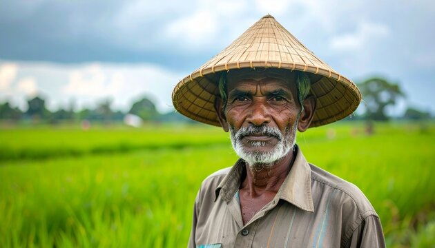 Elder Assamese Man with Bamboo Hat