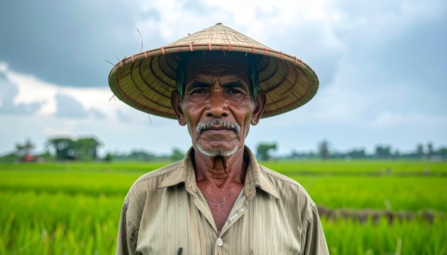 Elder Assamese Man with Bamboo Hat