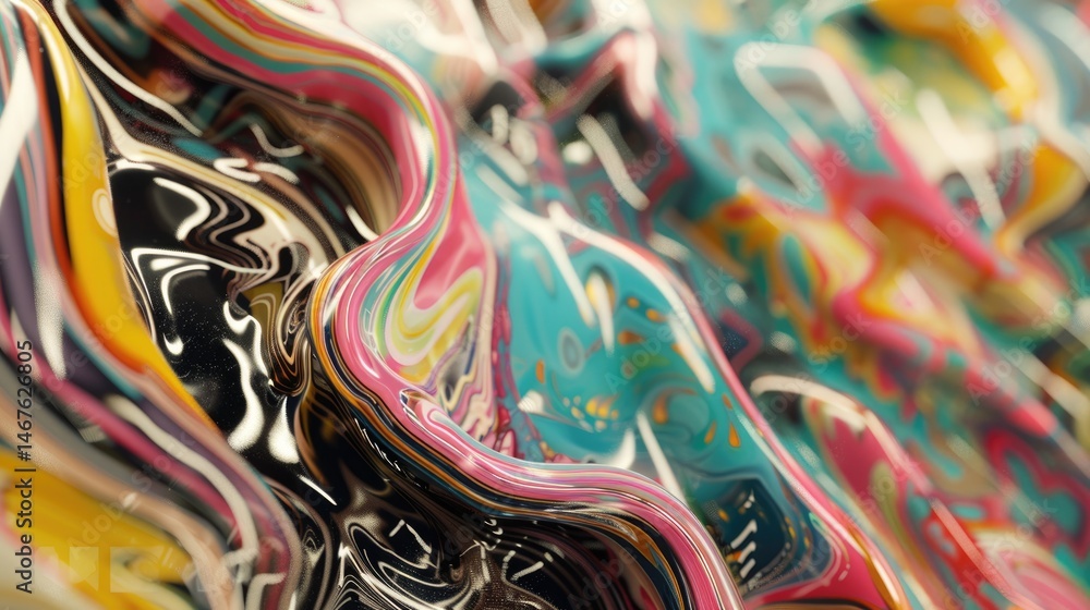 Poster abstract turquoise and red fluid patterns with golden accents. background image of colorful fluid or