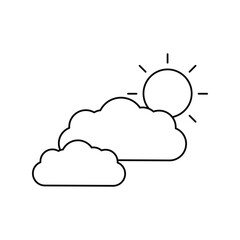 clouds and sun line icon with white background vector stock illustration