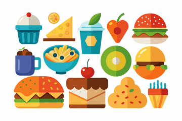 food icon set with white background