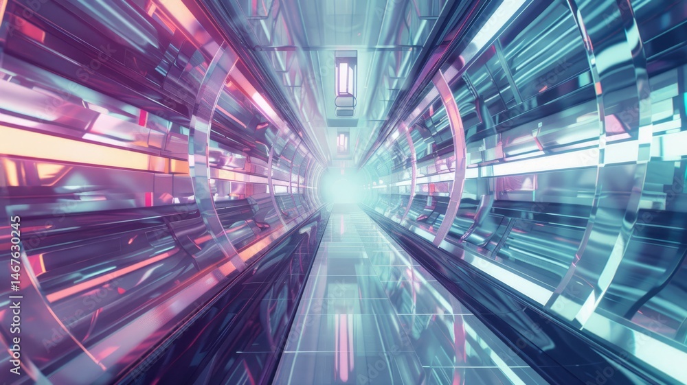 Poster abstract view of futuristic cityscape with light beams. abstract image of low angle camera with skys