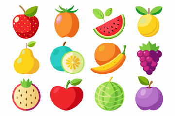 Obraz premium fruit icon set with white background