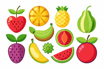 fruit icon set with white background