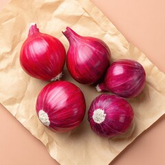 Red Onion Group on Brown Paper